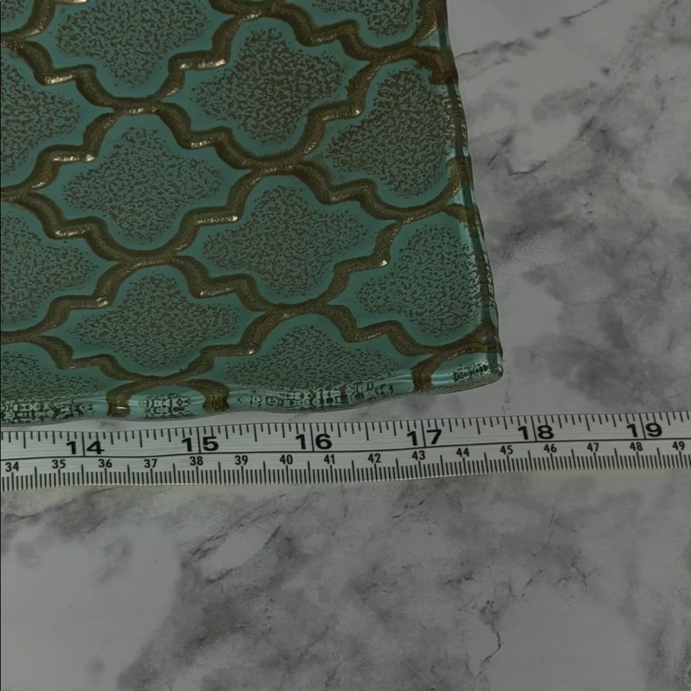 Elegant Teal Decorative Glass Tray